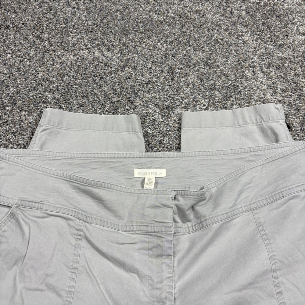 Eileen Fisher Cargo Pants Womens XL Grey Excellent Organic Cotton Tencel Cropped